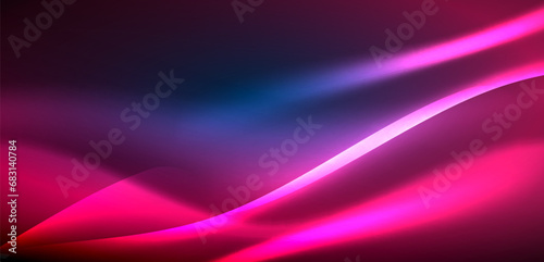 Dynamic waves in ethereal glow of neon lights. Concept merges fluidity of motion with vibrant allure of neon, crafting entrancing backdrop that embodies both vitality and futuristic sophistication