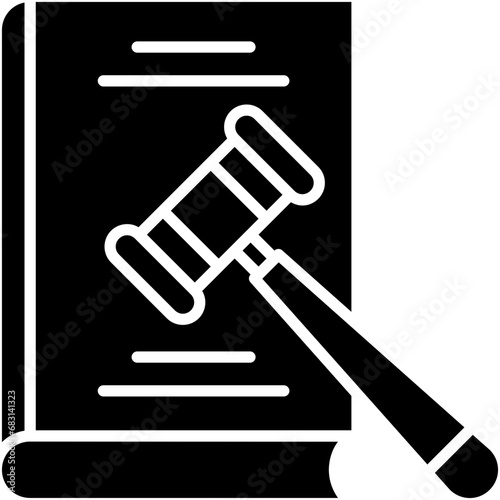 Legislation Icon. Advocate Law Judgement Book Pictogram Graphic Illustration. Isolated Simple Solid Icon For Infographic, App and Web Button.