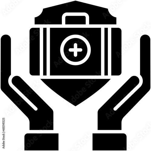 Medicare Icon. Health Medical Plan Pictogram Graphic Illustration. Isolated Simple Solid Icon For Infographic, App and Web Button.