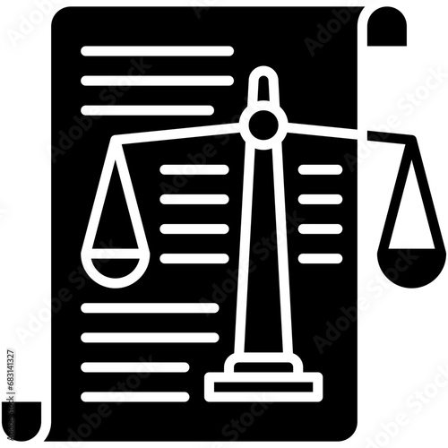 Legislation Icon. Advocate Law Judgement Book Pictogram Graphic Illustration. Isolated Simple Solid Icon For Infographic, App and Web Button.
