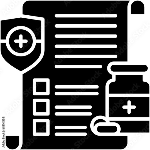 Medicare Icon. Health Medical Plan Pictogram Graphic Illustration. Isolated Simple Solid Icon For Infographic, App and Web Button.