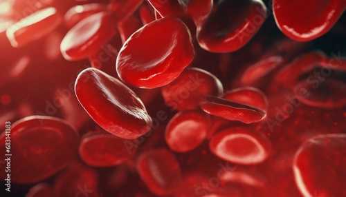 Macro shot of Red blood cells in human body background