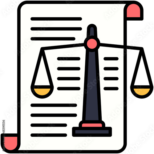 Legislation Icon. Advocate Law Judgement Book Pictogram Graphic Illustration. Isolated Simple Filled Line Icon For Infographic, App and Web Button.
