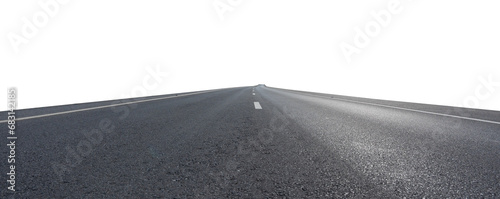 Empty asphalt road isolated on transparent background, PNG File photo
