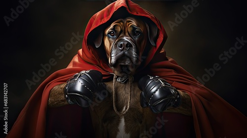 dog With boxing gloves and Cloak photo