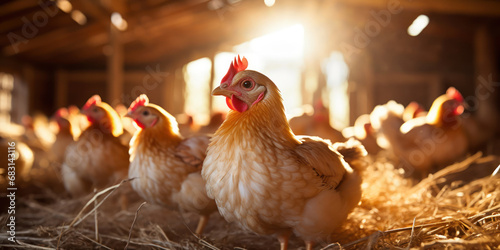Hens nestle in a cozy barn, busily laying eggs