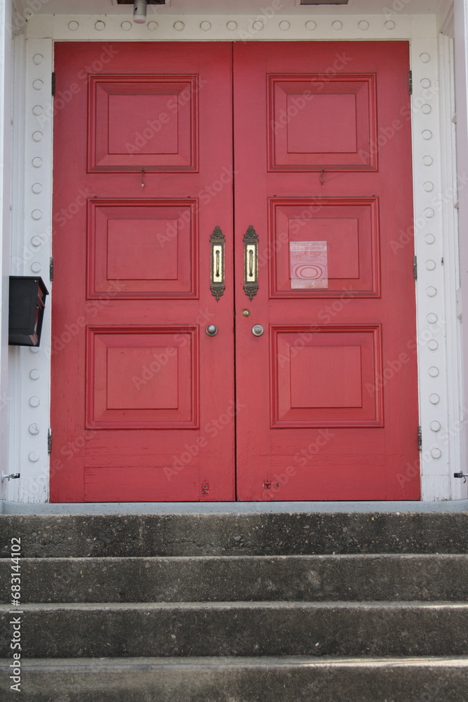red door in the building