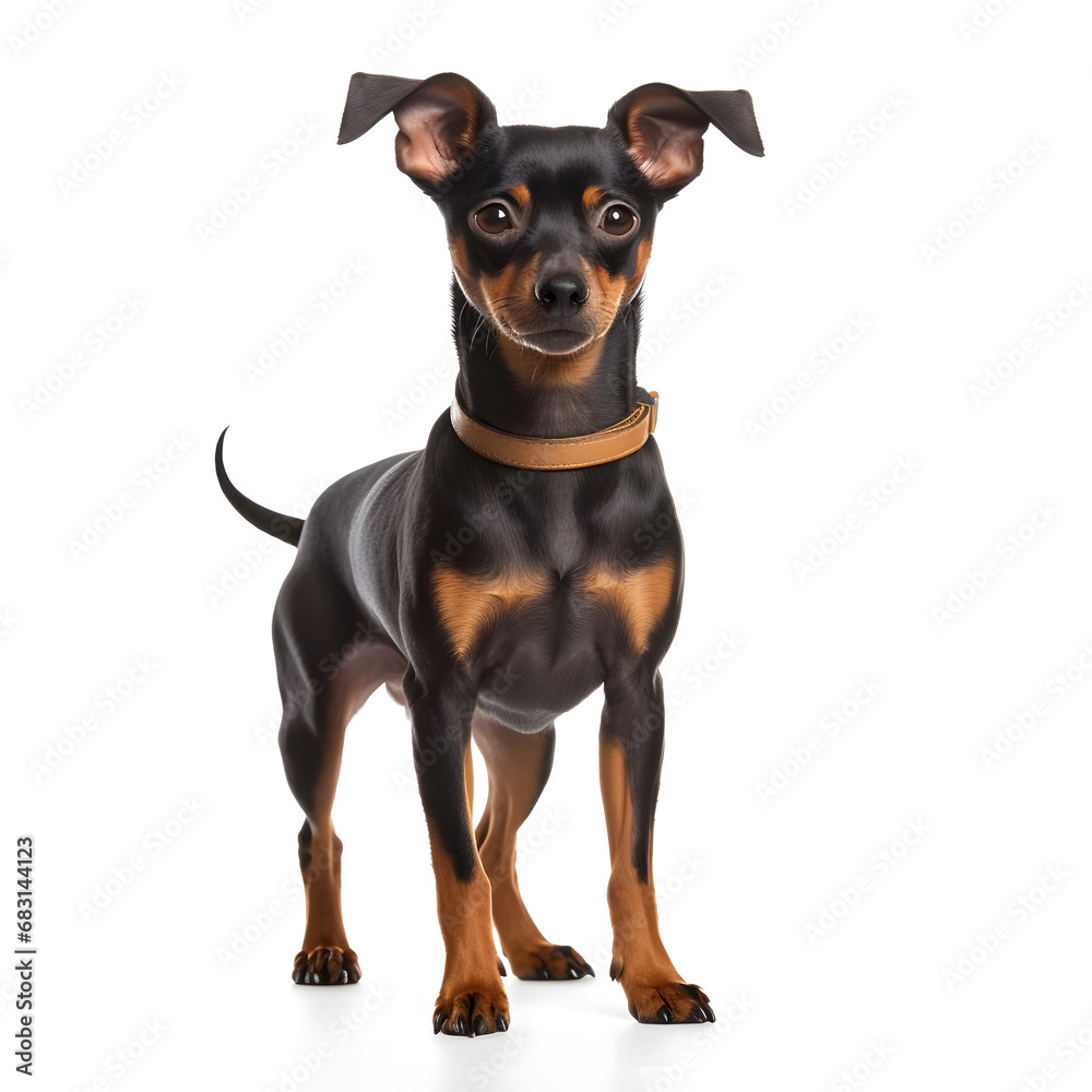 Miniature Pinscher Dog Isolated on White Background - Generative AI