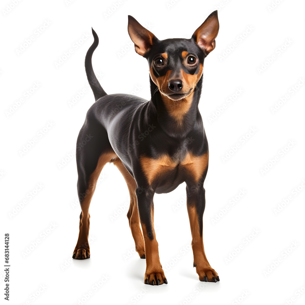 Miniature Pinscher Dog Isolated on White Background - Generative AI