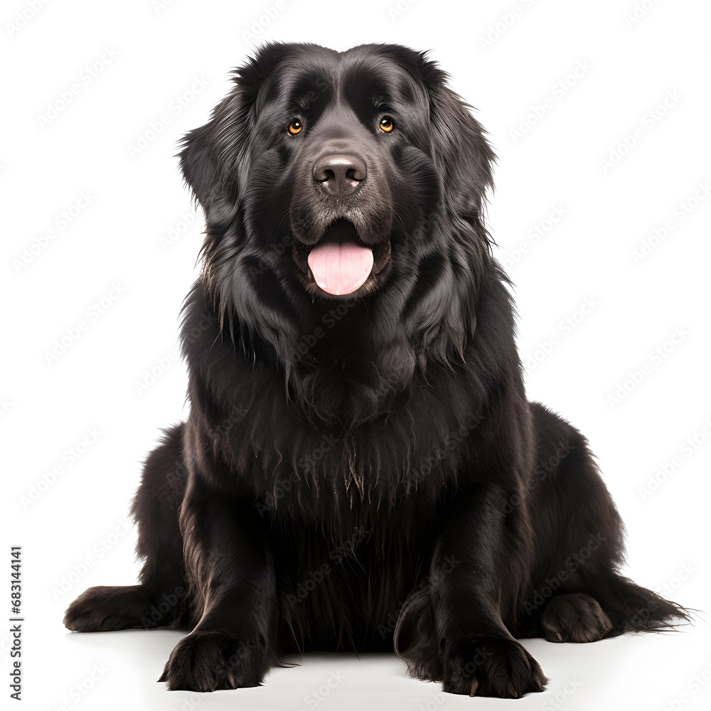 Newfoundland Hound Dog Isolated on White Background - Generative AI