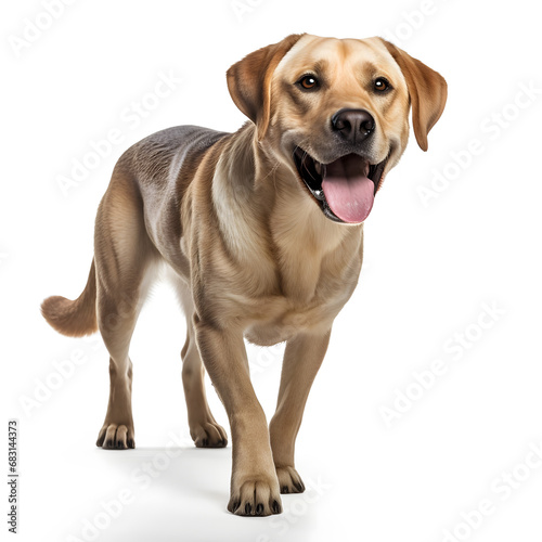 Yellow Labrador Retriever Dog Isolated on White Background - Generative AI
