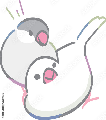 のっかる文鳥　カラフル