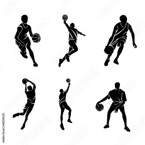 Set of images of basketball players