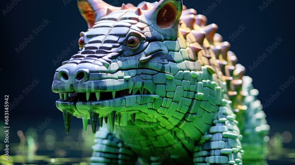 Colorful green crocodile sculpture.UHD wallpaper