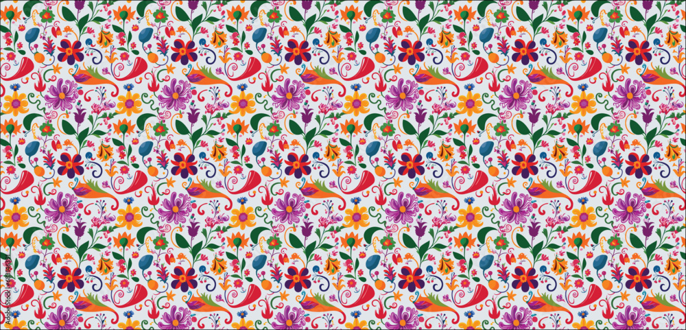 pattern of colorful beads, Swirly floral retro