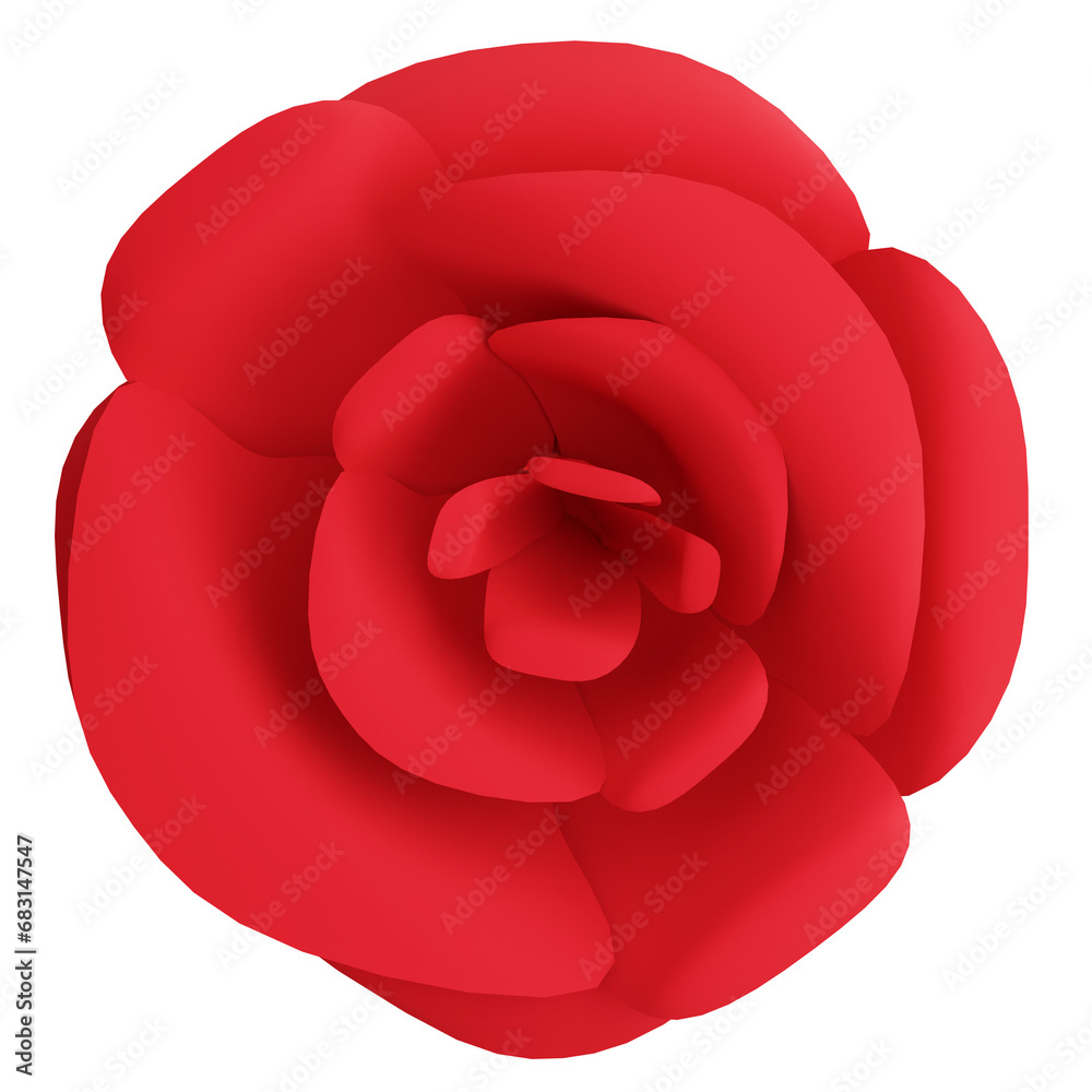 Valentine red rose top view closeup clipart flat design icon isolated on transparent background, 3D render Valentine concept Valentine red rose top view closeup clipart flat design icon isolated on transparent background, 3D render Valentine concept