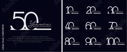 set of anniversary logo white color on brown background for celebration moment