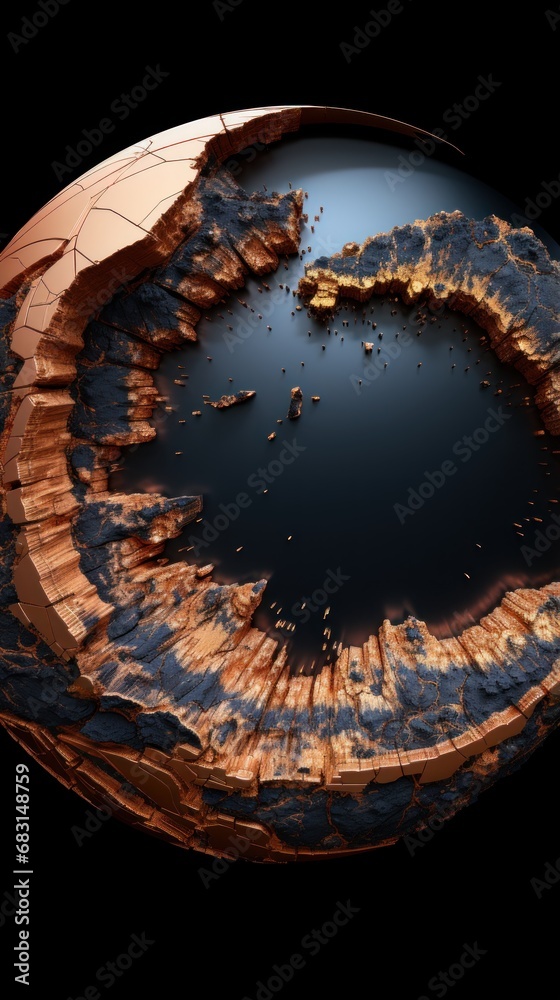 Copper flakes into a circular shaped UHD wallpaper