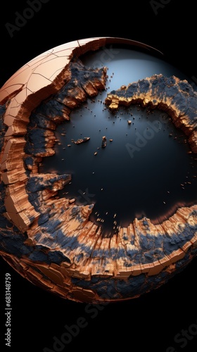 Copper flakes into a circular shaped UHD wallpaper