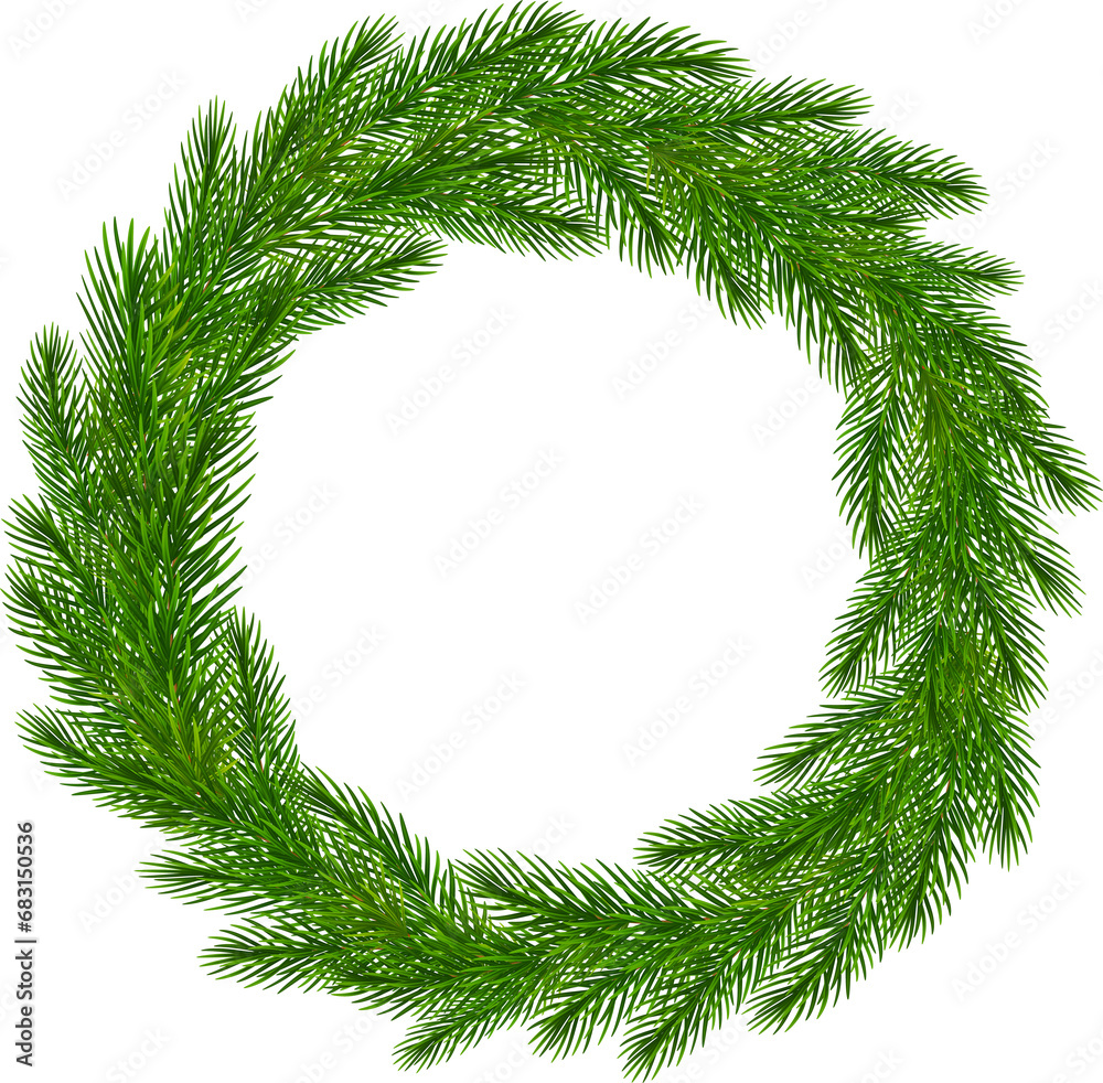 Christmas wreath of realistic green spruce branches Christmas wreath of realistic green spruce branches