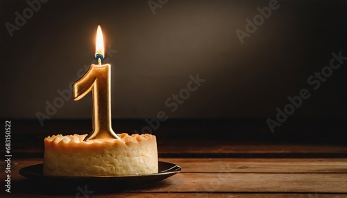 Candle on a cake alone - 1st anniversary
