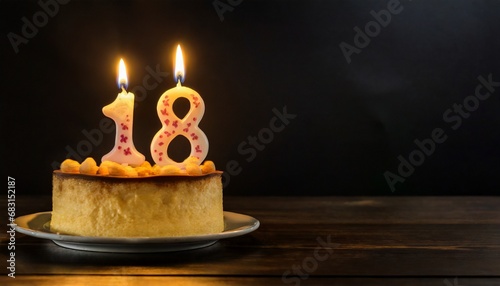 Candle on a cake alone - 18th anniversary