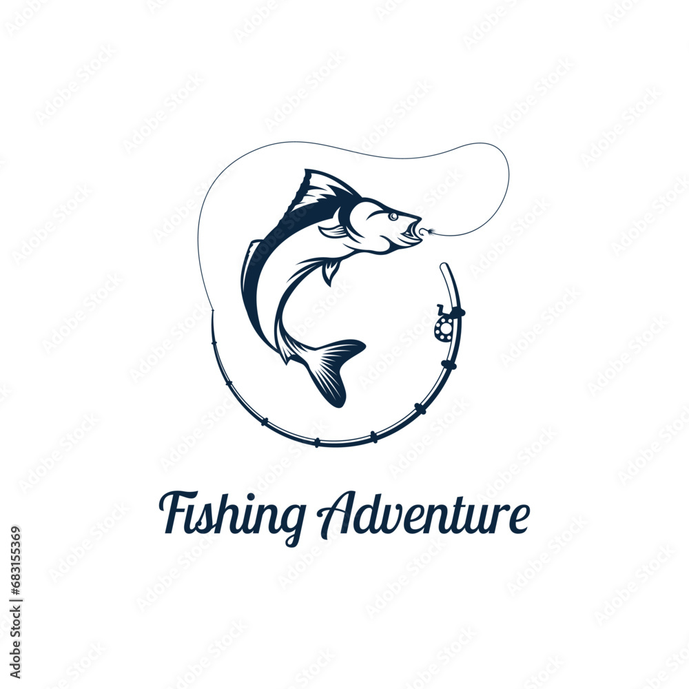 Fishing logo design template illustration. Sport fishing adventure Logo