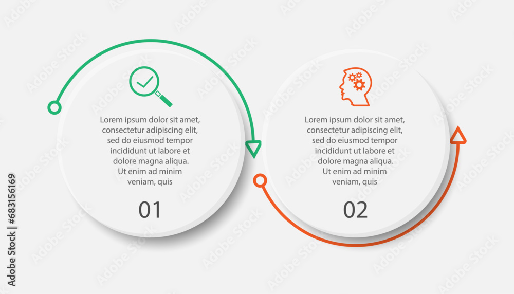 Minimal Business Infographic Template. Timeline with 2 steps, options and marketing icons. Vector linear infographic with Two connected elements. Can be used for presentations in your business. Minimal Business Infographic Template. Timeline with 2 steps, options and marketing icons. Vector linear infographic with Two connected elements. Can be used for presentations in your business.