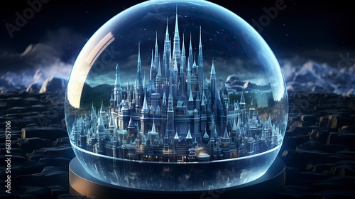 A winter fairy tale scene with a frozen castle and a princ  Winter Graphics  Winter Graphics image idea  Illustration