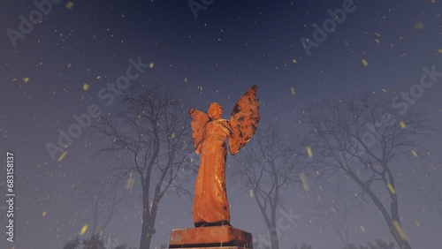 angel statue in the night