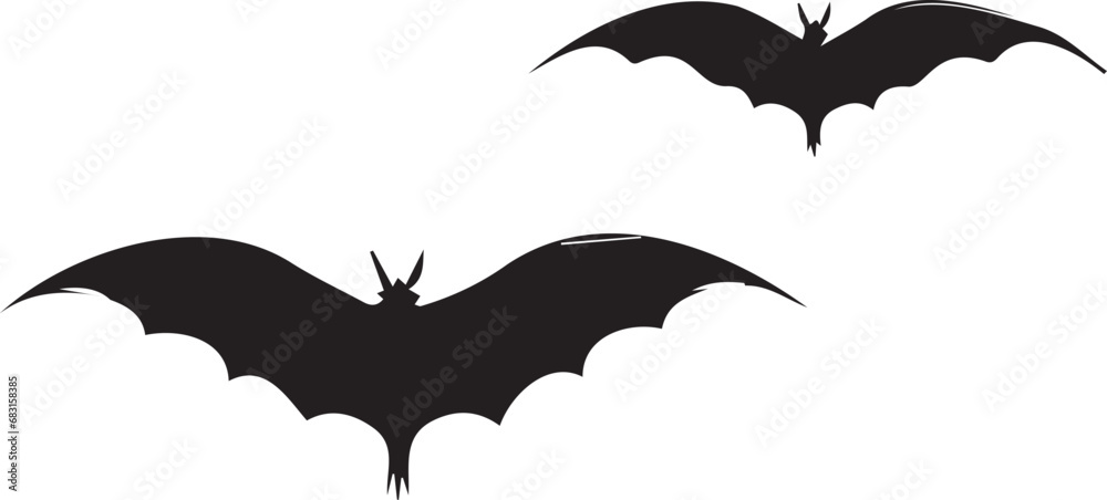 Two Halloween bats silhouettes with white background Two Halloween bats silhouettes with white background