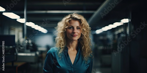 woman standing in her office inside a factory  generative AI