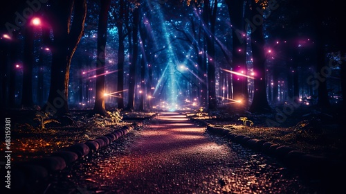 A winter forest at night with moonlight filtering through ,Winter Graphics, Winter Graphics image idea, Illustration