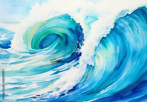 Watercolor Abstract Wave Painting