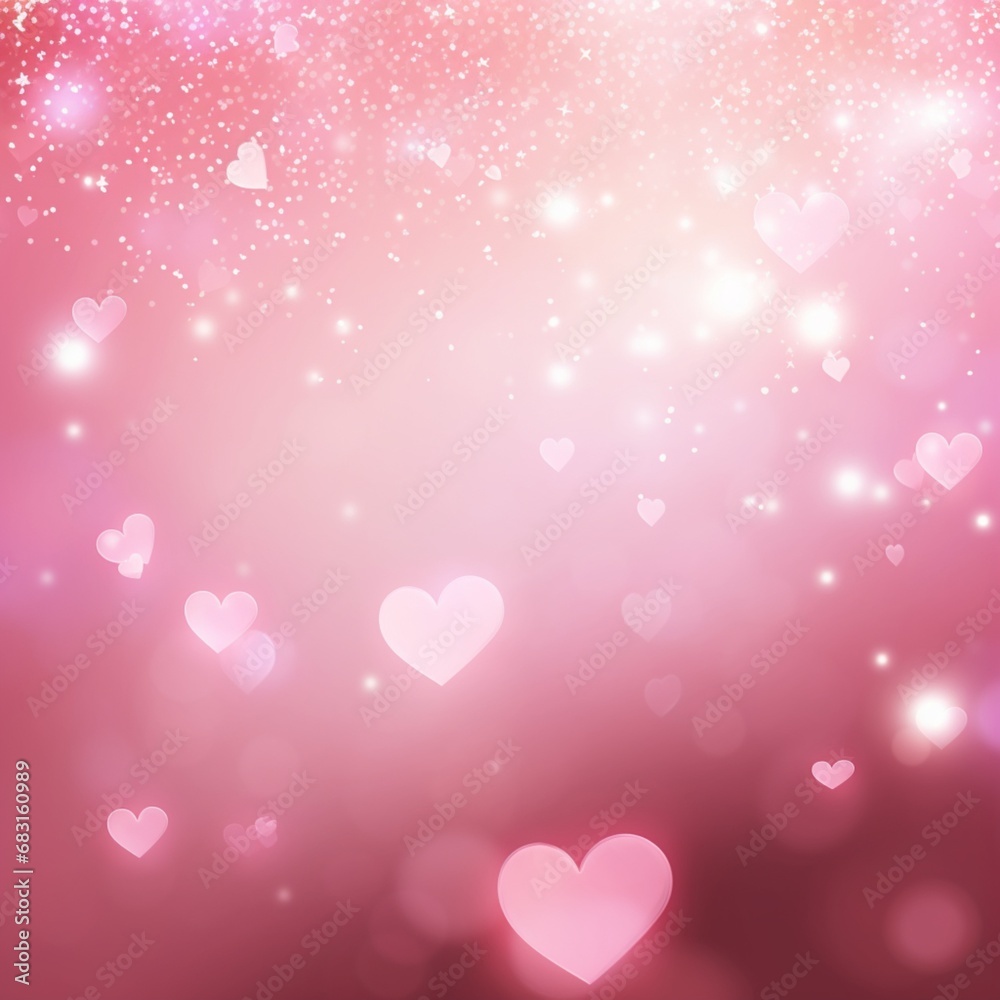 romantic pink banner template, abstract background, bokeh, glitter, heart, AIgenerated  