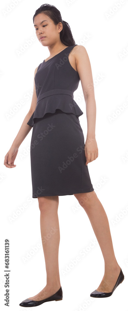 Digital png photo of biracial businesswoman walking on transparent background Digital png photo of biracial businesswoman walking on transparent background