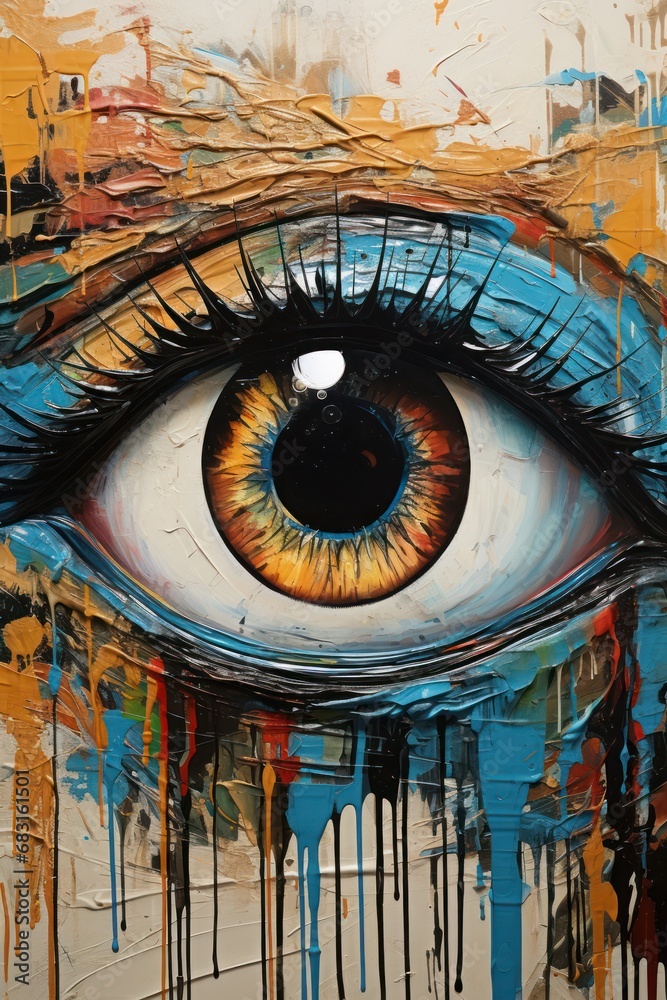 colorful oil painting of an eye