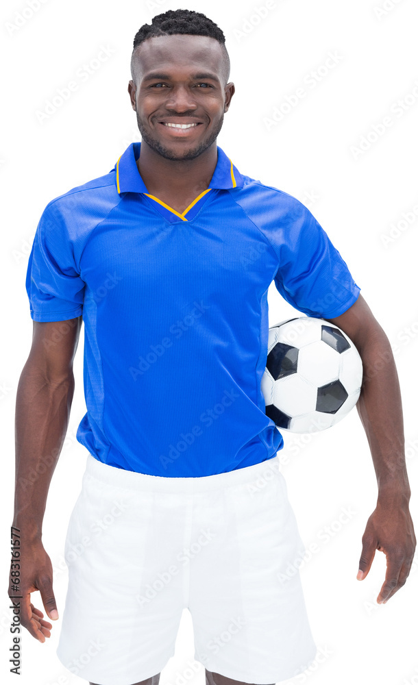 Digital png photo of african american male football player on transparent background