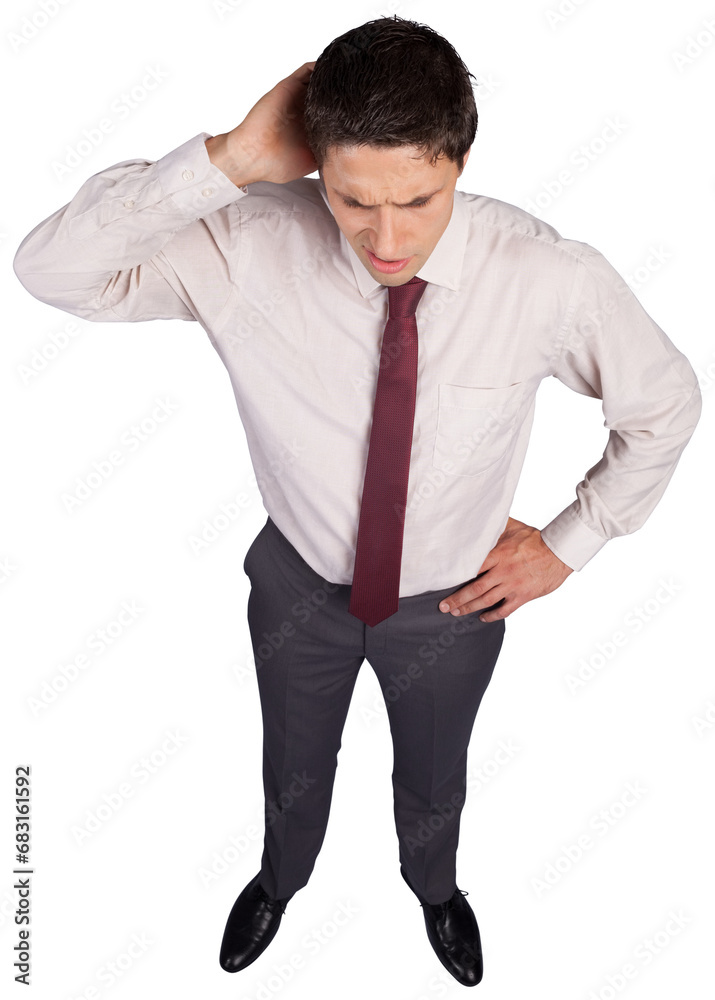 Digital png photo of thoughtful caucasian businessman on transparent background