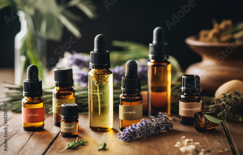 spa still life with essential oils