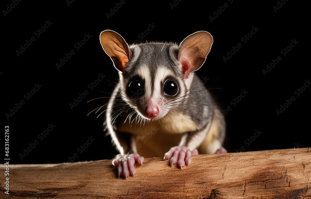 Obraz premium sugar glider on black background