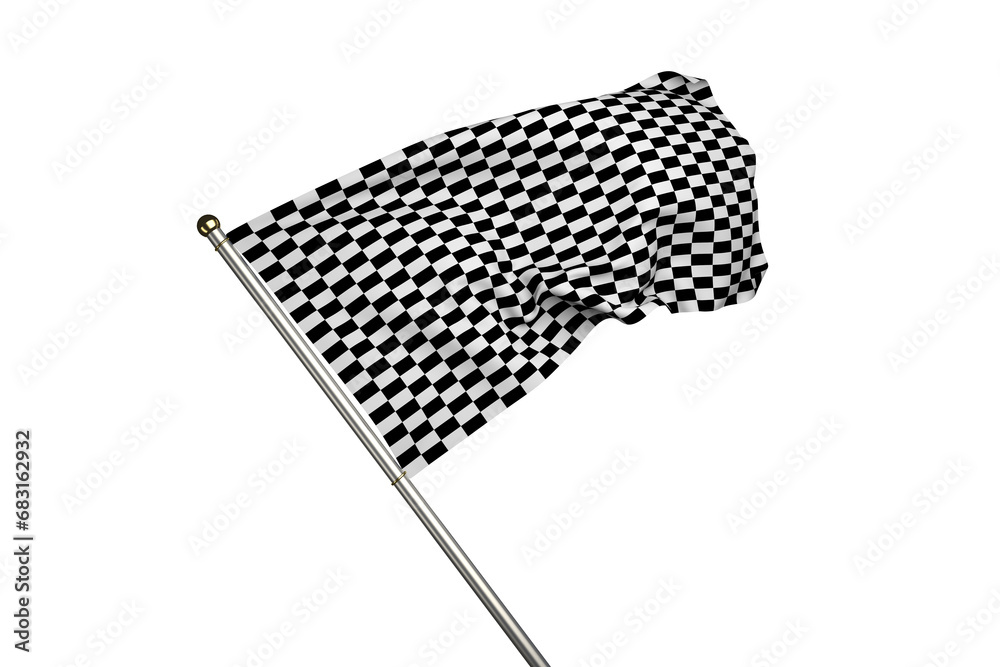 Fototapeta premium Digital png illustration of white and black race flag on transparent background