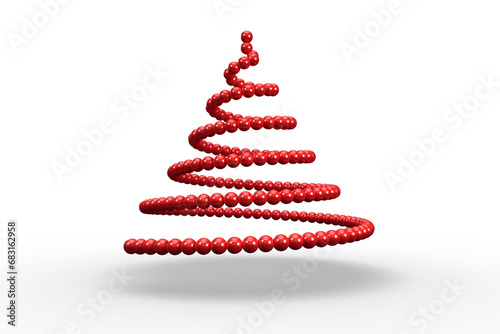 Digital png illustration of red beads in christmas tree shape on transparent background, christmas