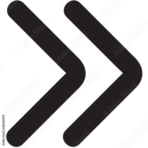 Digital png illustration of big black right double arrow on transparent background