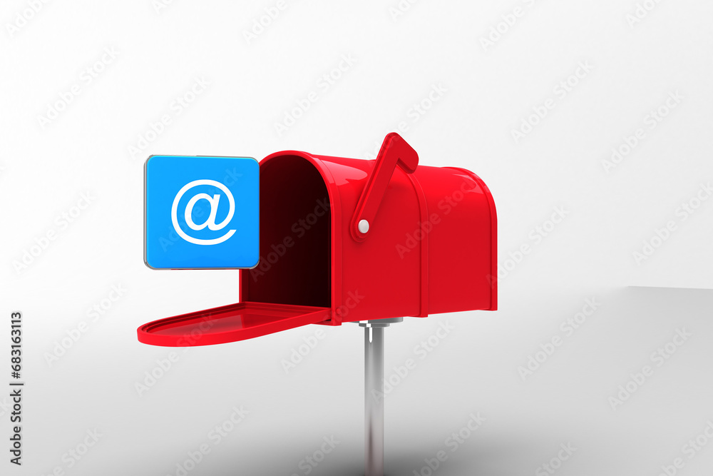 Digital png illustration of red mail box with at sign on transparent background Digital png illustration of red mail box with at sign on transparent background