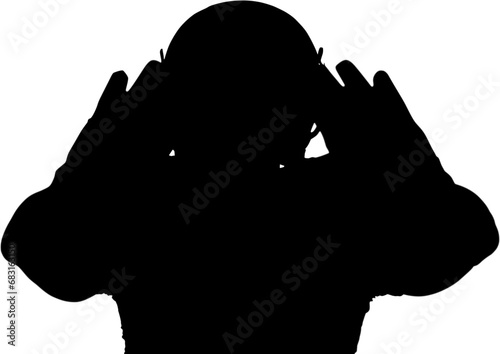 Digital png silhouette of male rugby player raising hands on transparent background