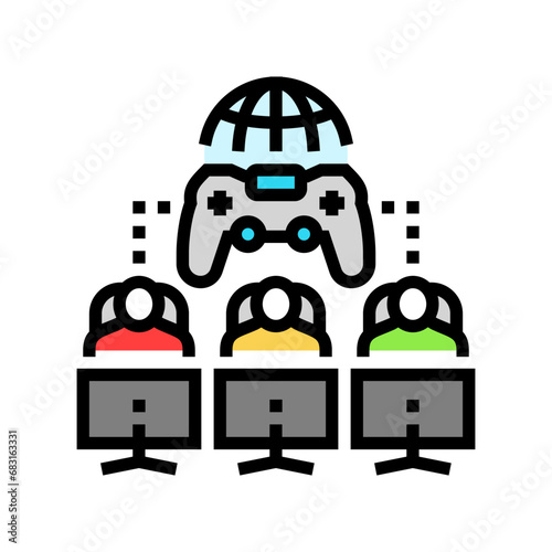 multiplayer games game development color icon vector. multiplayer games game development sign. isolated symbol illustration