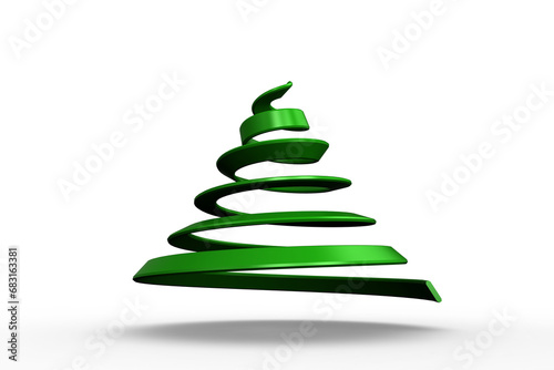 Digital png illustration of green christmas tree-shaped spiral on transparent background