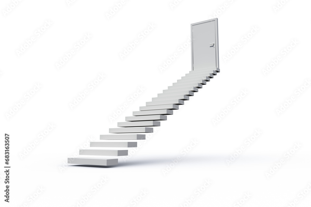 Obraz premium Digital png illustration of white stairs and door on transparent background