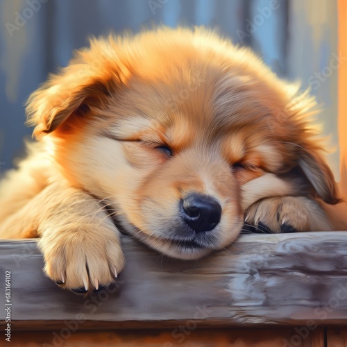 Illustration of cute puppy in realistic style